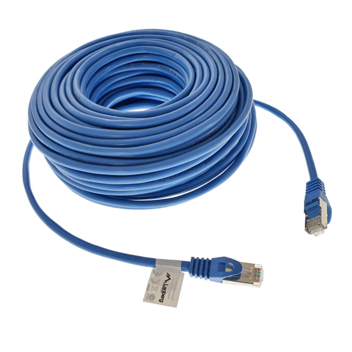 Cablu ecranat FTP, Lanberg 42790, cat.5e, mufat 2xRJ45, lungime 30m, AWG 26, 100 MHz, de legatura retea, ethernet, albastru [4]