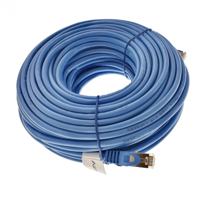 Cablu ecranat FTP, Lanberg 42790, cat.5e, mufat 2xRJ45, lungime 30m, AWG 26, 100 MHz, de legatura retea, ethernet, albastru [2]