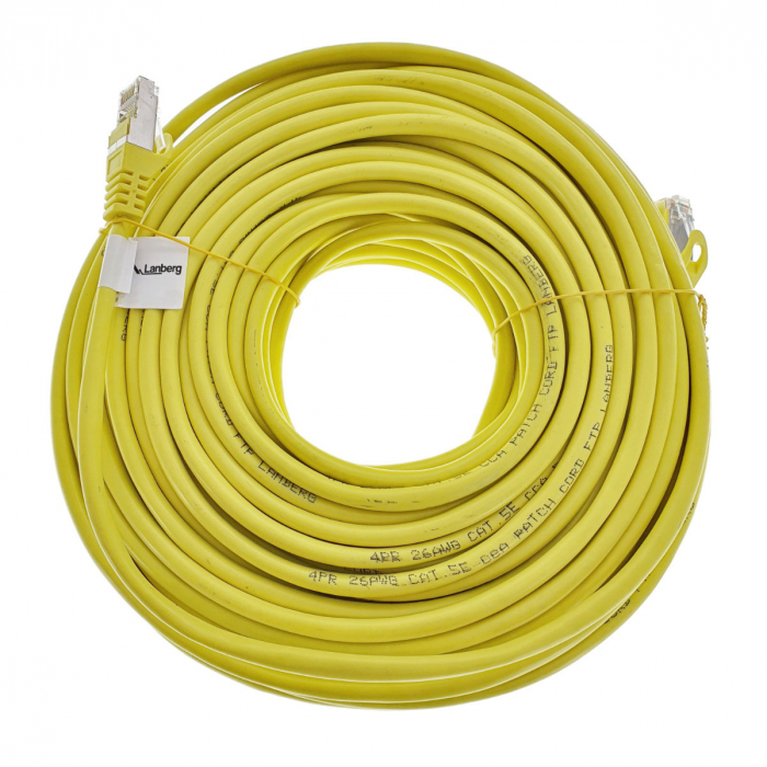 Cablu ecranat FTP, Lanberg 42791, cat.5e, mufat 2xRJ45, lungime 30m, AWG 26, 100 MHz, de legatura retea, ethernet, galben [4]