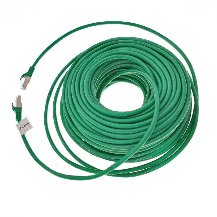 Cablu ecranat FTP, Lanberg 42792, cat.5e, mufat 2xRJ45, lungime 30m, AWG 26, 100 MHz, de legatura retea, ethernet, verde [3]