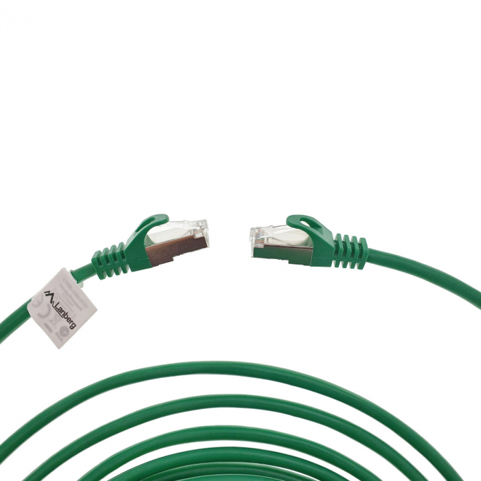 Cablu ecranat FTP, Lanberg 42792, cat.5e, mufat 2xRJ45, lungime 30m, AWG 26, 100 MHz, de legatura retea, ethernet, verde [5]