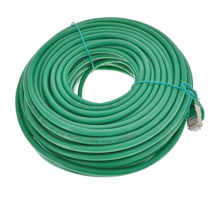 Cablu ecranat FTP, Lanberg 42792, cat.5e, mufat 2xRJ45, lungime 30m, AWG 26, 100 MHz, de legatura retea, ethernet, verde [1]
