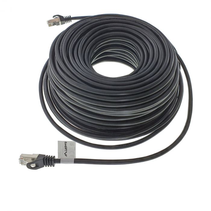 Cablu ecranat FTP, Lanberg 42793, cat.5e, mufat 2xRJ45, lungime 30m, AWG 26, 100 MHz, de legatura retea, ethernet, negru [3]