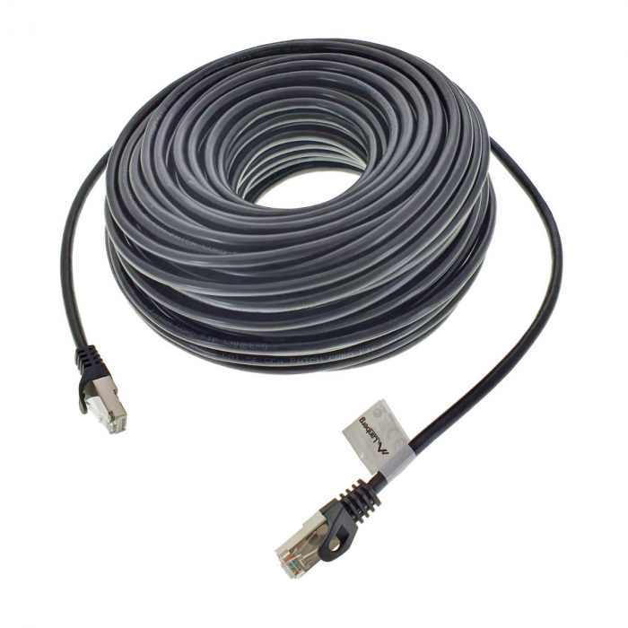 Cablu ecranat FTP, Lanberg 42793, cat.5e, mufat 2xRJ45, lungime 30m, AWG 26, 100 MHz, de legatura retea, ethernet, negru [1]