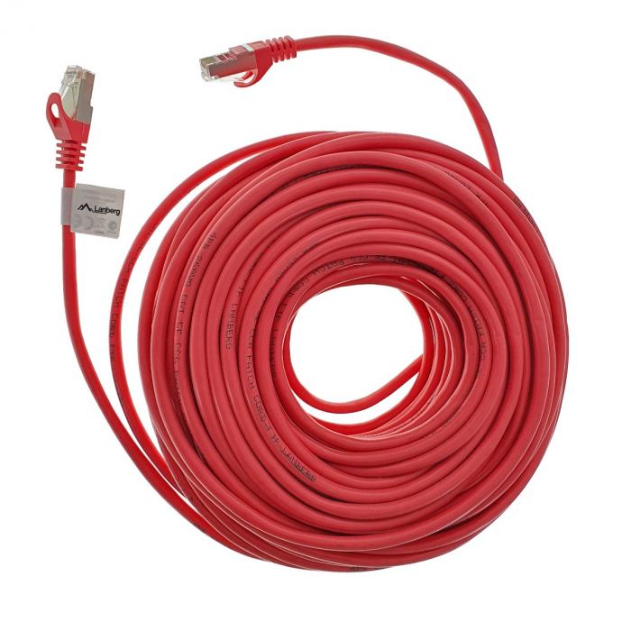 Cablu ecranat FTP, Lanberg 42794 cat.5e, mufat 2xRJ45, lungime 30m, AWG 26, 100 MHz, de legatura retea, ethernet, rosu [4]