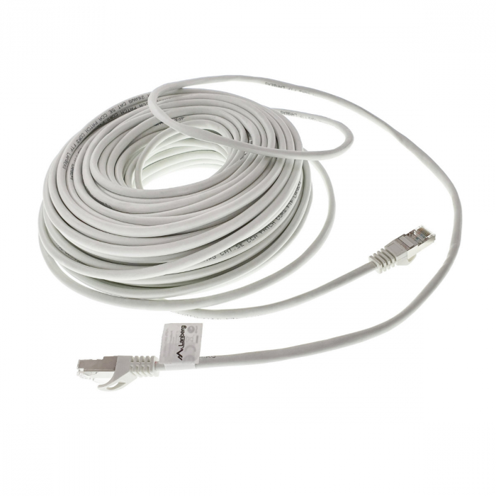 Cablu ecranat FTP, Lanberg 42795, cat.5e, mufat 2xRJ45, lungime 30m, AWG 26, 100 MHz, de legatura retea, ethernet, alb [1]