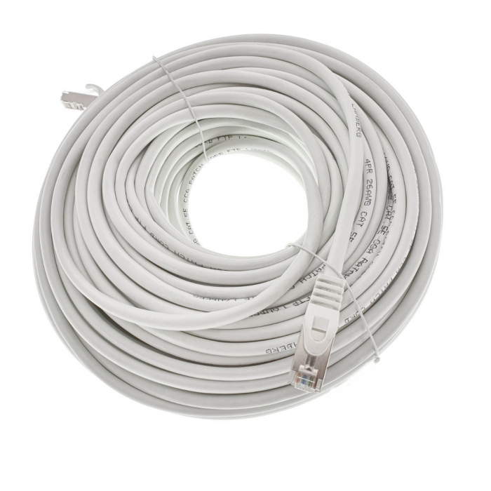 Cablu ecranat FTP, Lanberg 42795, cat.5e, mufat 2xRJ45, lungime 30m, AWG 26, 100 MHz, de legatura retea, ethernet, alb [2]