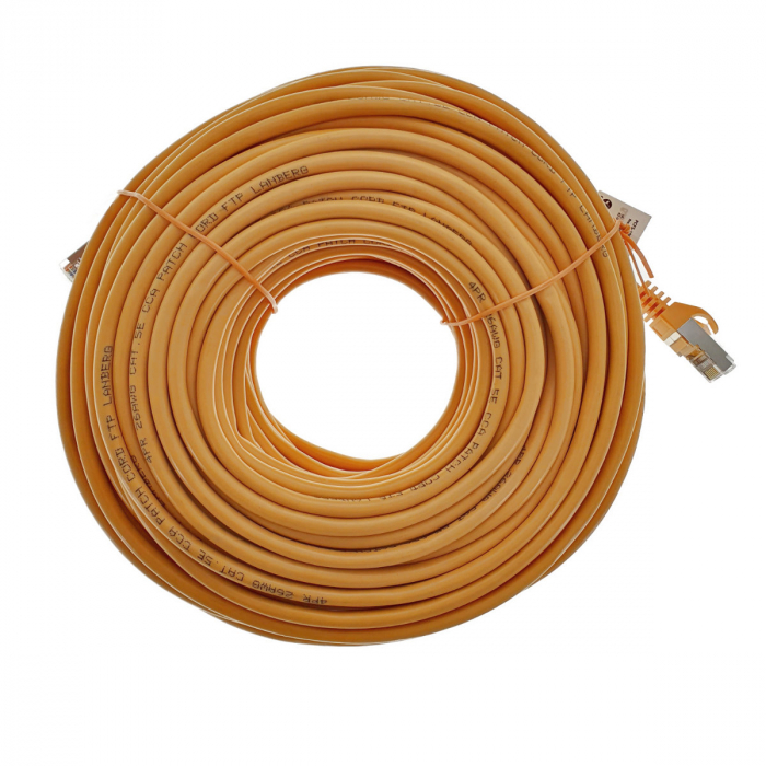 Cablu ecranat FTP, Lanberg 42796 cat.5e, mufat 2xRJ45, lungime 30m, AWG 26, 100 MHz, de legatura retea, ethernet, portocaliu [4]