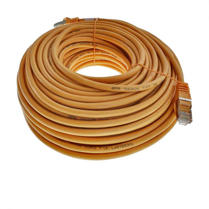 Cablu ecranat FTP, Lanberg 42796 cat.5e, mufat 2xRJ45, lungime 30m, AWG 26, 100 MHz, de legatura retea, ethernet, portocaliu [5]