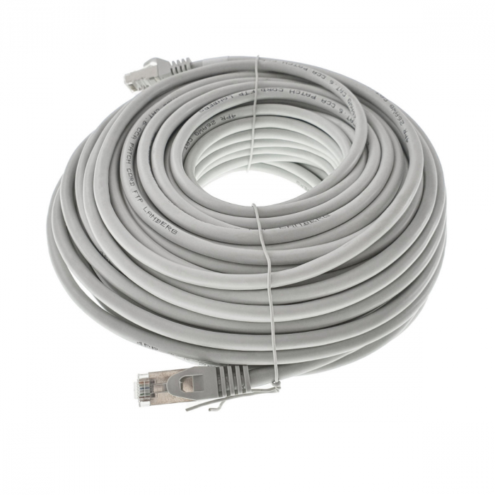 Cablu ecranat FTP, Lanberg 42797, cat.6, mufat 2xRJ45, lungime 30m, AWG 26, 250 MHz, de legatura retea, ethernet, gri [3]
