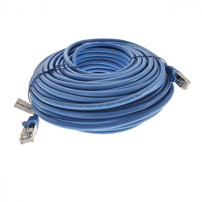 Cablu ecranat FTP, Lanberg 42798, cat.6, mufat 2xRJ45, lungime 30m, AWG 26, 250 MHz, de legatura retea, ethernet, albastru [2]