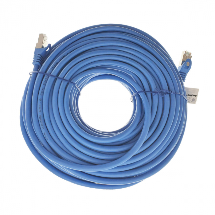 Cablu ecranat FTP, Lanberg 42798, cat.6, mufat 2xRJ45, lungime 30m, AWG 26, 250 MHz, de legatura retea, ethernet, albastru [1]