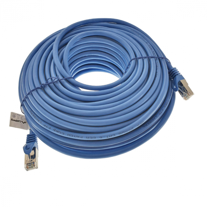 Cablu ecranat FTP, Lanberg 42798, cat.6, mufat 2xRJ45, lungime 30m, AWG 26, 250 MHz, de legatura retea, ethernet, albastru [4]