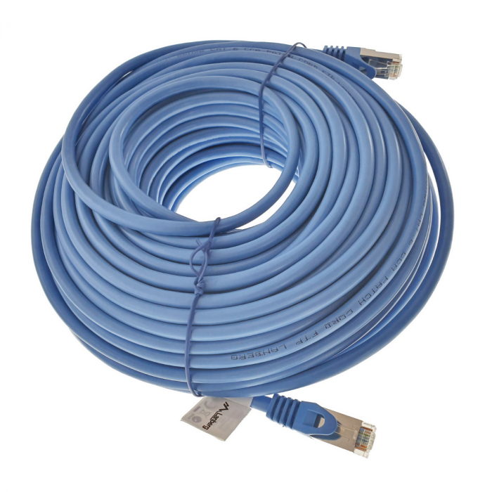 Cablu ecranat FTP, Lanberg 42798, cat.6, mufat 2xRJ45, lungime 30m, AWG 26, 250 MHz, de legatura retea, ethernet, albastru [5]