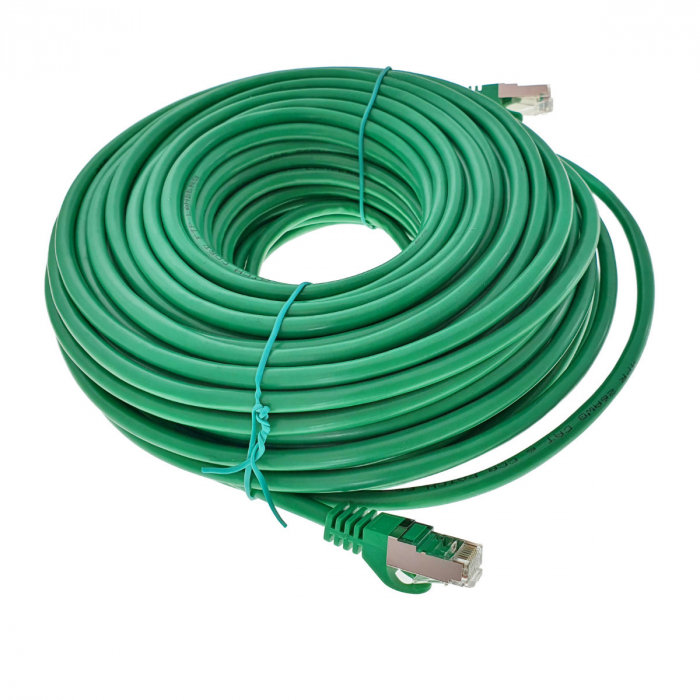 Cablu ecranat FTP, Lanberg 42800, cat 6, mufat 2xRJ45, lungime 30m, AWG 26, 250 MHz, de legatura retea, ethernet, verde [4]