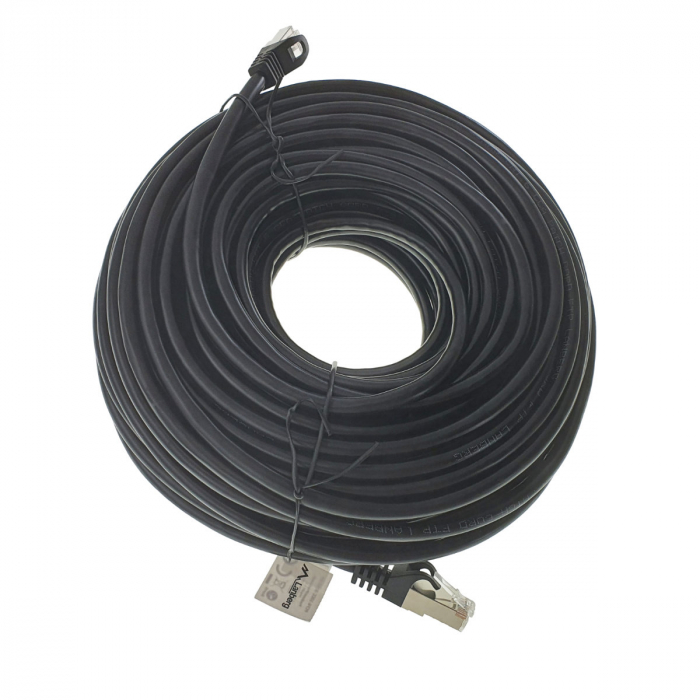 Cablu ecranat FTP, Lanberg 42801, cat.6, mufat 2xRJ45, lungime 30m, AWG 26, 250 MHz, de legatura retea, ethernet, negru [1]