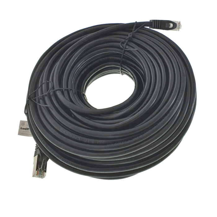 Cablu ecranat FTP, Lanberg 42801, cat.6, mufat 2xRJ45, lungime 30m, AWG 26, 250 MHz, de legatura retea, ethernet, negru [4]