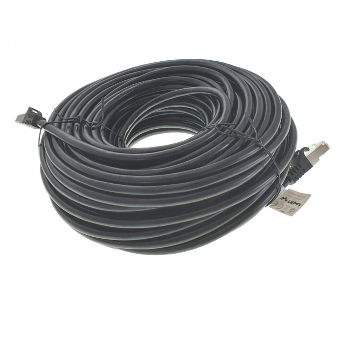 Cablu ecranat FTP, Lanberg 42801, cat.6, mufat 2xRJ45, lungime 30m, AWG 26, 250 MHz, de legatura retea, ethernet, negru [5]