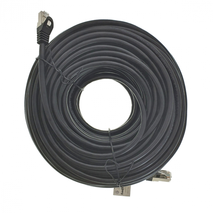 Cablu ecranat FTP, Lanberg 42801, cat.6, mufat 2xRJ45, lungime 30m, AWG 26, 250 MHz, de legatura retea, ethernet, negru [2]