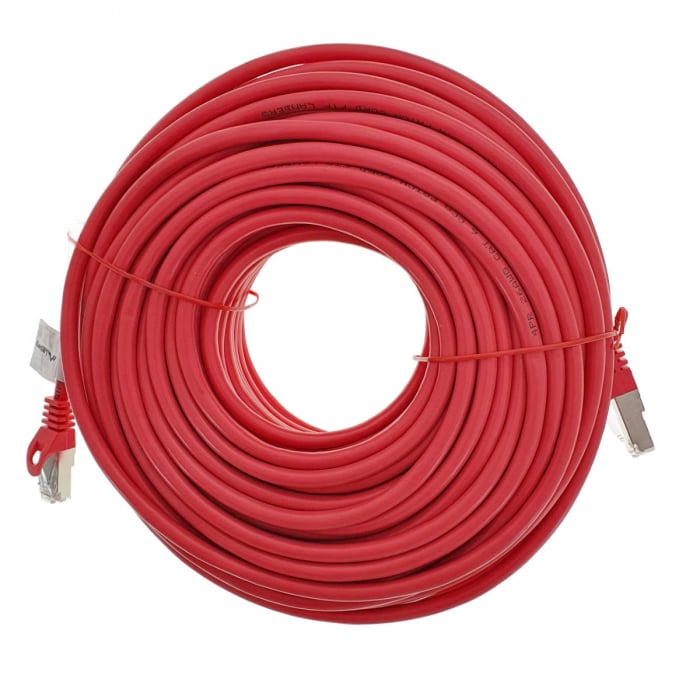 Cablu ecranat FTP, Lanberg 42802, cat 6, mufat 2xRJ45, lungime 30m, AWG 26, 250 MHz, de legatura retea, ethernet, rosu [5]