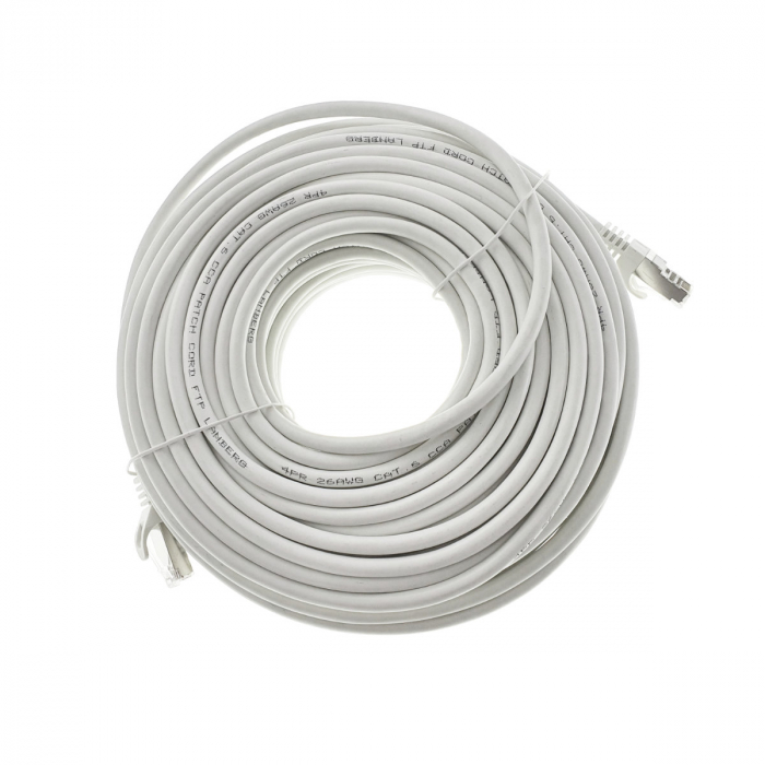 Cablu ecranat FTP, Lanberg 42803, cat.6, mufat 2xRJ45, lungime 30m, AWG 26, 250 MHz, de legatura retea, ethernet, alb [2]