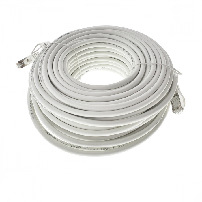 Cablu ecranat FTP, Lanberg 42803, cat.6, mufat 2xRJ45, lungime 30m, AWG 26, 250 MHz, de legatura retea, ethernet, alb [4]