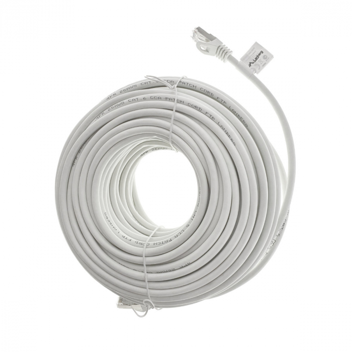 Cablu ecranat FTP, Lanberg 42803, cat.6, mufat 2xRJ45, lungime 30m, AWG 26, 250 MHz, de legatura retea, ethernet, alb [3]