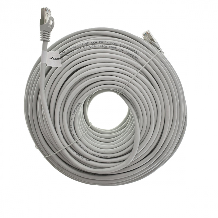 Cablu ecranat FTP, Lanberg 42813, cat.5e, mufat 2xRJ45, lungime 50m, AWG 26, 100 MHz, de legatura retea, ethernet, gri [1]