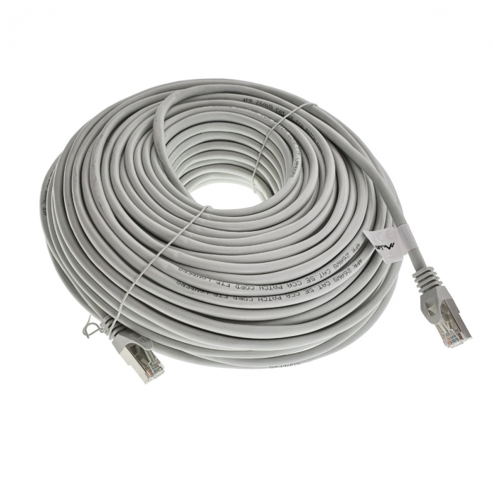 Cablu ecranat FTP, Lanberg 42813, cat.5e, mufat 2xRJ45, lungime 50m, AWG 26, 100 MHz, de legatura retea, ethernet, gri [5]