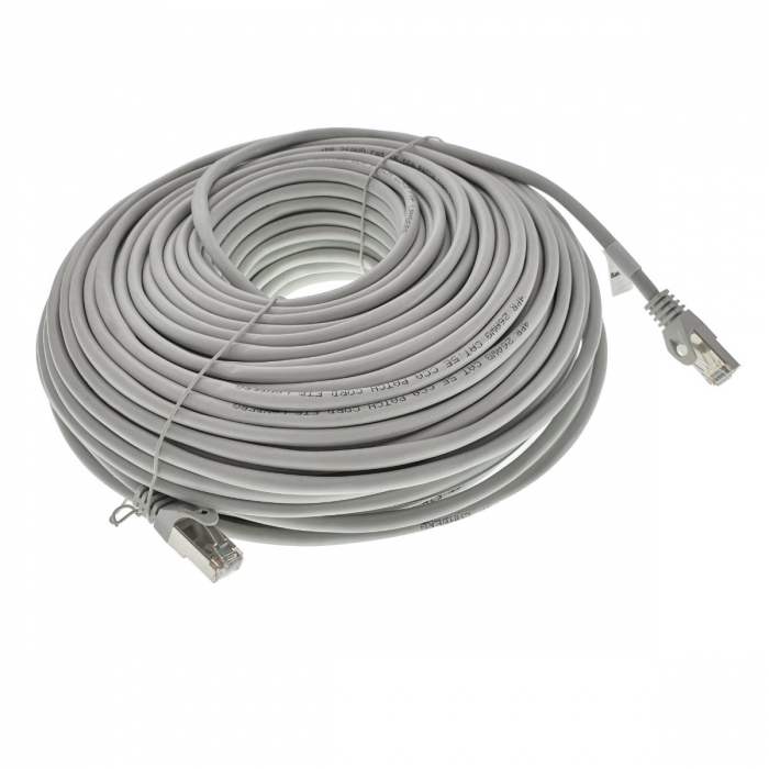 Cablu ecranat FTP, Lanberg 42813, cat.5e, mufat 2xRJ45, lungime 50m, AWG 26, 100 MHz, de legatura retea, ethernet, gri [2]