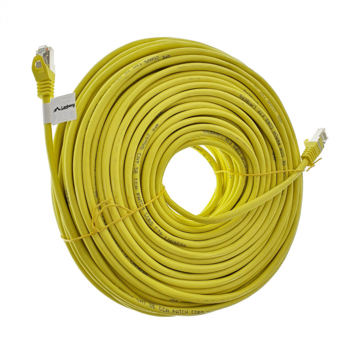Cablu ecranat FTP, Lanberg 42815, cat.5e, mufat 2xRJ45, lungime 50m, AWG 26, 100 MHz, de legatura retea, ethernet, galben [4]