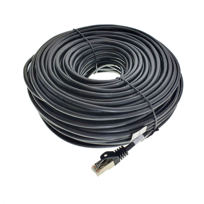 Cablu ecranat FTP, Lanberg 42817, cat.5e, mufat 2xRJ45, lungime 50m, AWG 26, 100 MHz, de legatura retea, ethernet, negru [1]