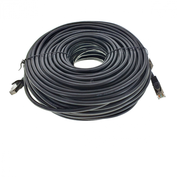 Cablu ecranat FTP, Lanberg 42817, cat.5e, mufat 2xRJ45, lungime 50m, AWG 26, 100 MHz, de legatura retea, ethernet, negru [3]