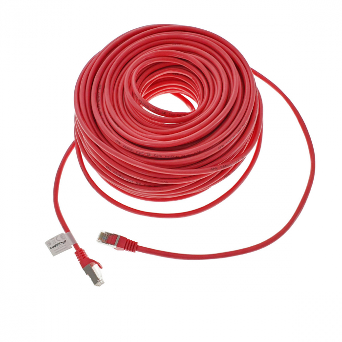 Cablu ecranat FTP, Lanberg 42818, cat.5e, mufat 2xRJ45, lungime 50m, AWG 26, 100 MHz, de legatura retea, ethernet, rosu [4]