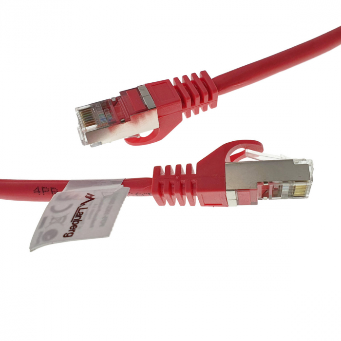 Cablu ecranat FTP, Lanberg 42818, cat.5e, mufat 2xRJ45, lungime 50m, AWG 26, 100 MHz, de legatura retea, ethernet, rosu [3]