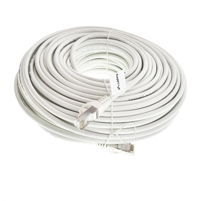 Cablu ecranat FTP, Lanberg 42819, cat.5e, mufat 2xRJ45, lungime 50m, AWG 26, 100 MHz, de legatura retea, ethernet, alb [3]