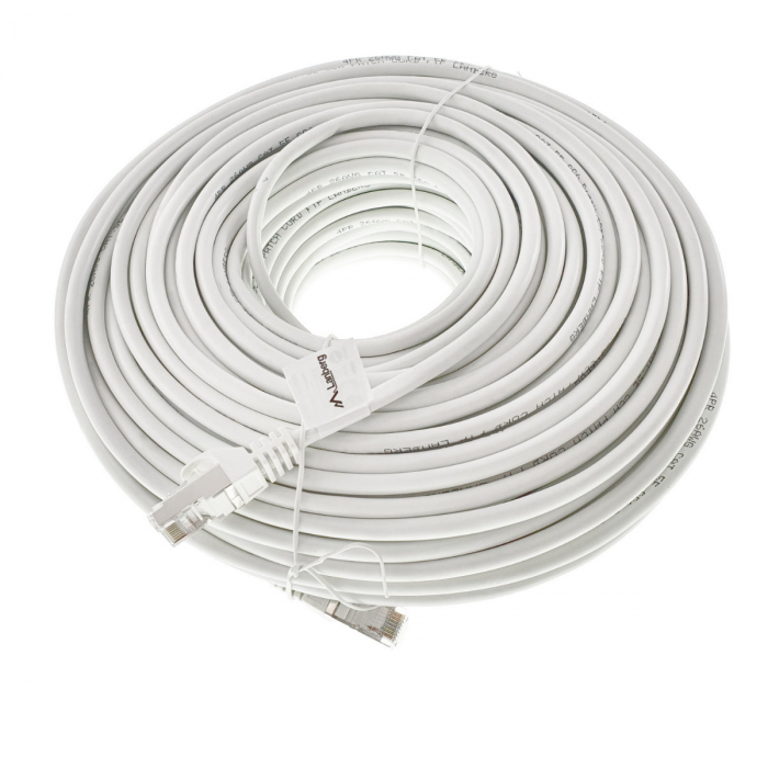 Cablu ecranat FTP, Lanberg 42819, cat.5e, mufat 2xRJ45, lungime 50m, AWG 26, 100 MHz, de legatura retea, ethernet, alb [1]