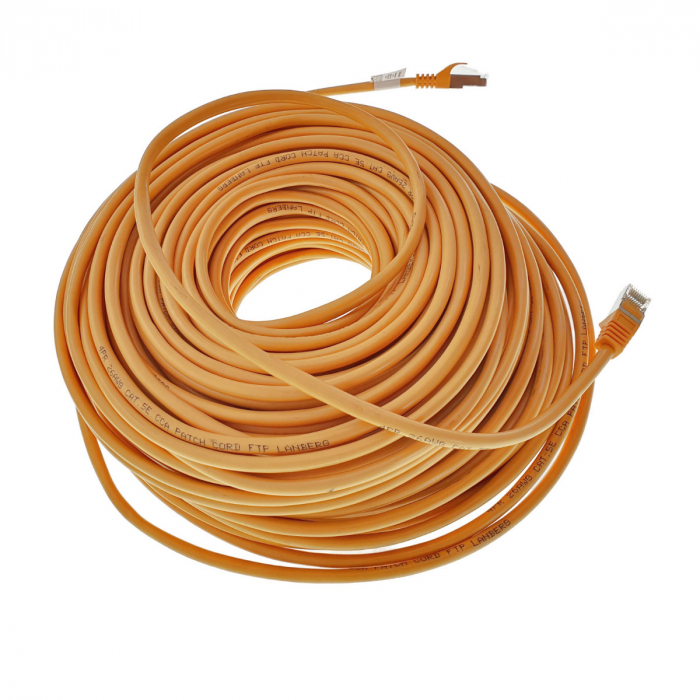 Cablu ecranat FTP, Lanberg 42820, cat.5e, mufat 2xRJ45, lungime 50m, AWG 26, 100 MHz, de legatura retea, ethernet, portocaliu [5]