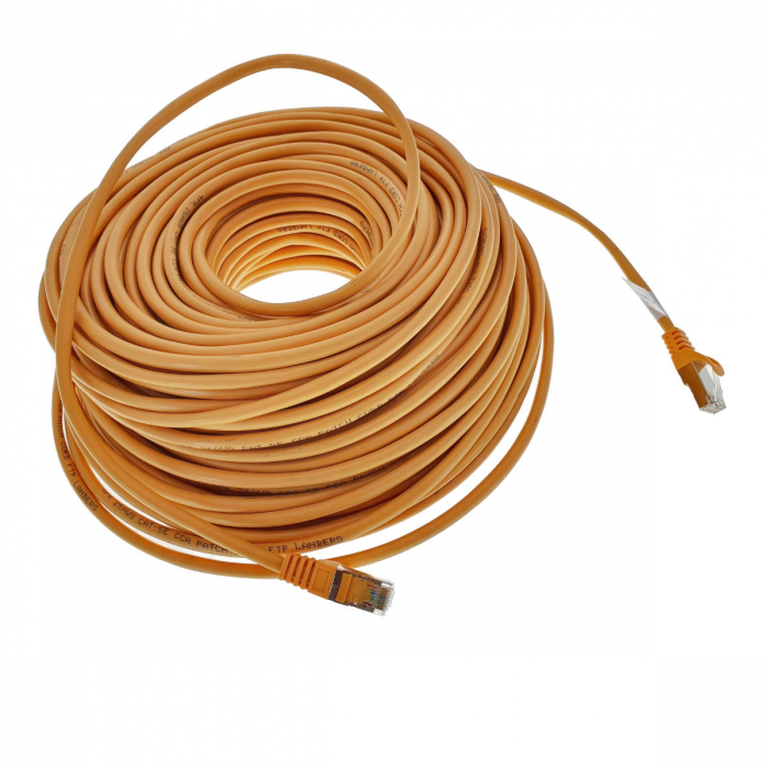 Cablu ecranat FTP, Lanberg 42820, cat.5e, mufat 2xRJ45, lungime 50m, AWG 26, 100 MHz, de legatura retea, ethernet, portocaliu [2]