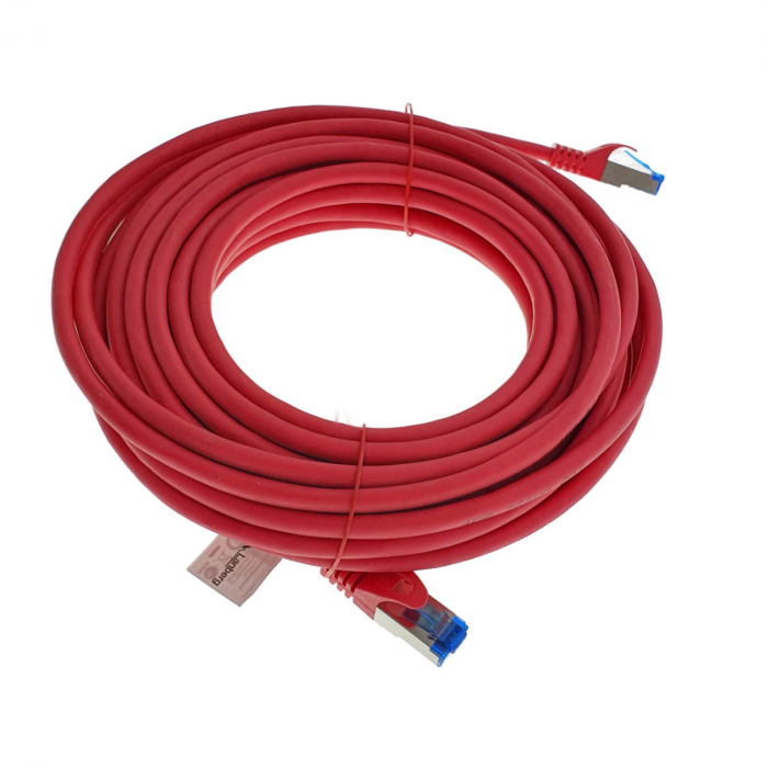 Cablu ecranat S / FTP, Lanberg 42717, cat 6A, mufat 2xRJ45, lungime 10 m, AWG 26, 500 MHz, LSZH, de legatura retea, ethernet, rosu [4]