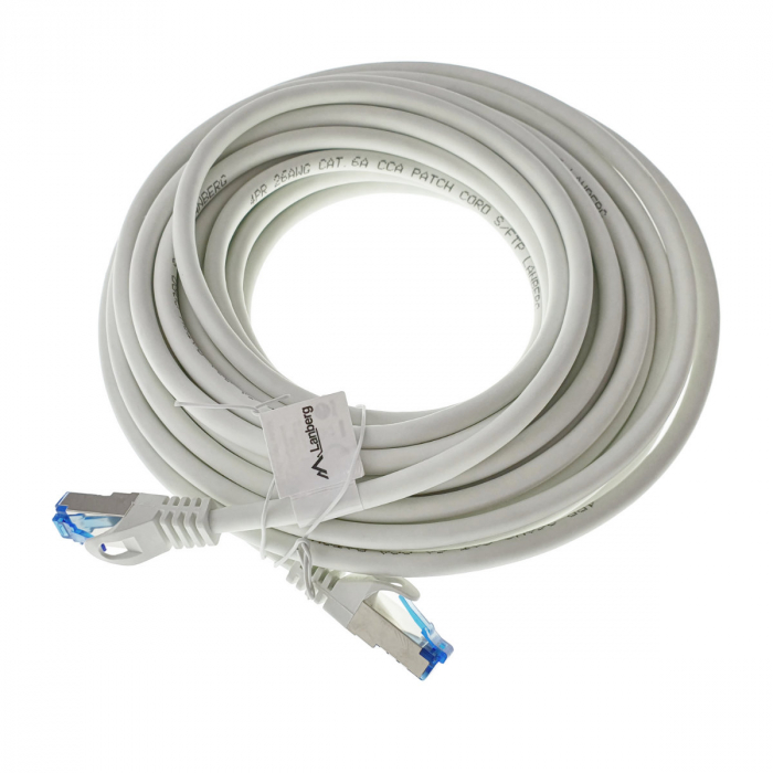 Cablu ecranat S / FTP, Lanberg 42720, cat 6A, mufat 2xRJ45, lungime 10 m, AWG 26, 500 MHz, LSZH, de legatura retea, ethernet, alb [1]