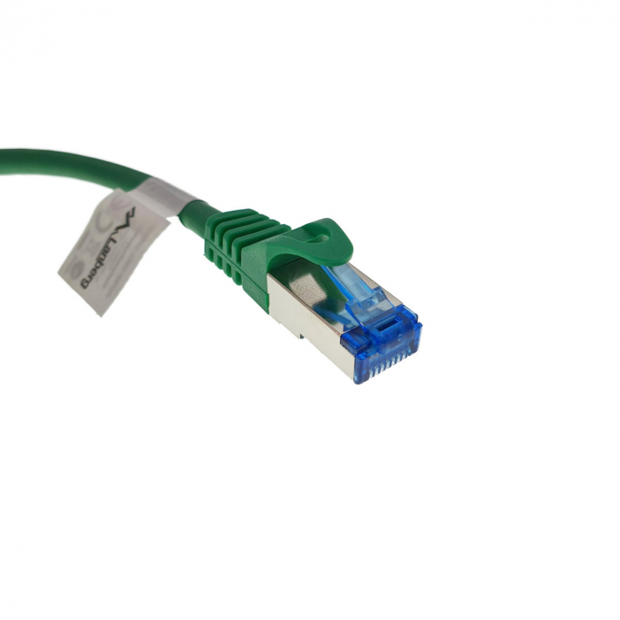 Cablu ecranat S / FTP, Lanberg 42724, cat 6A, mufat 2xRJ45, lungime 15 m, AWG 26, 500 MHz, LSZH, de legatura retea, ethernet, verde [3]