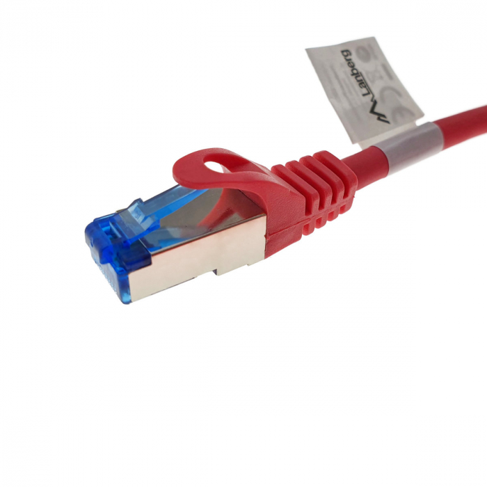 Cablu ecranat S / FTP, Lanberg 42725, cat 6A, mufat 2xRJ45, lungime 15 m, AWG 26, 500 MHz, LSZH, de legatura retea, ethernet, rosu [3]
