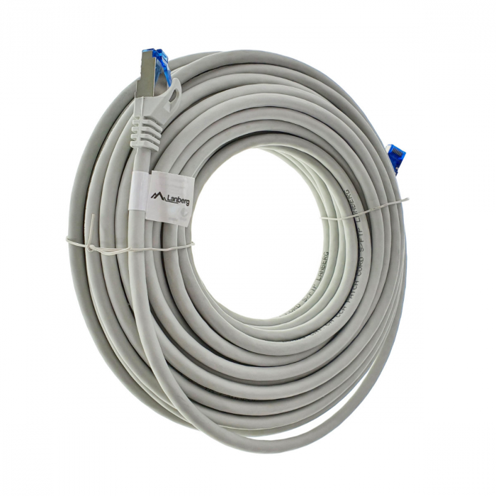 Cablu ecranat S / FTP, Lanberg 42726, cat 6A, mufat 2xRJ45, lungime 15 m, AWG 26, 500 MHz, LSZH, de legatura retea, ethernet, gri [2]