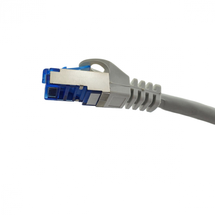 Cablu ecranat S / FTP, Lanberg 42726, cat 6A, mufat 2xRJ45, lungime 15 m, AWG 26, 500 MHz, LSZH, de legatura retea, ethernet, gri [5]