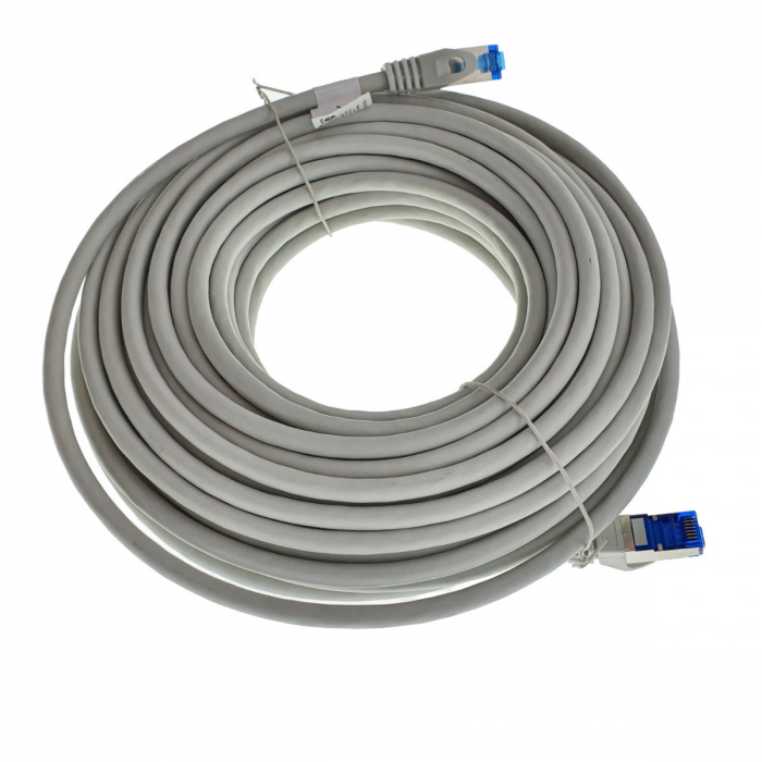 Cablu ecranat S / FTP, Lanberg 42726, cat 6A, mufat 2xRJ45, lungime 15 m, AWG 26, 500 MHz, LSZH, de legatura retea, ethernet, gri [4]