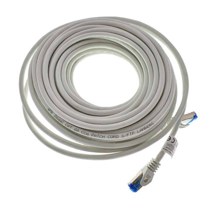 Cablu ecranat S / FTP, Lanberg 42728, cat 6A, mufat 2xRJ45, lungime 15 m, AWG 26, 500 MHz, LSZH, de legatura retea, ethernet, alb [2]