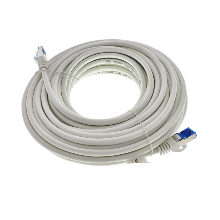 Cablu ecranat S / FTP, Lanberg 42728, cat 6A, mufat 2xRJ45, lungime 15 m, AWG 26, 500 MHz, LSZH, de legatura retea, ethernet, alb [4]