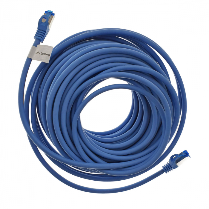 Cablu ecranat S / FTP, Lanberg 42730, cat 6A, mufat 2xRJ45, lungime 20 m, AWG 26, 500 MHz, LSZH, de legatura retea, ethernet, albastru [2]