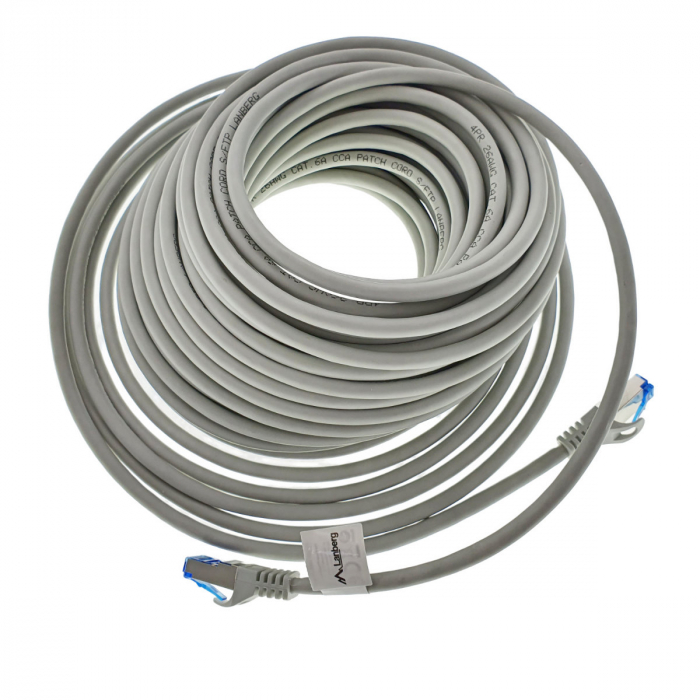 Cablu ecranat S / FTP, Lanberg 42734, cat 6A, mufat 2xRJ45, lungime 20 m, AWG 26, 500 MHz, LSZH, de legatura retea, ethernet, gri [1]